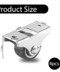 Dimensions of Four Pack Mini Rigid 1 Inch Caster Wheels Non Swivel Fixed Casters, showing 1.15 inch height and 1 inch diameter