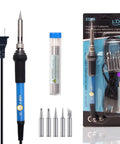 60W Adjustable Temperature Soldering Iron Kit With Quick Heat Ceramic Technology, Includes 5 Replacement Tips And Solder Wire
