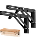 10 Inch Folding Shelf Brackets Set Of 2 Matte Black Heavy Duty Stainless Steel Triangular Design For Tables And Benches
