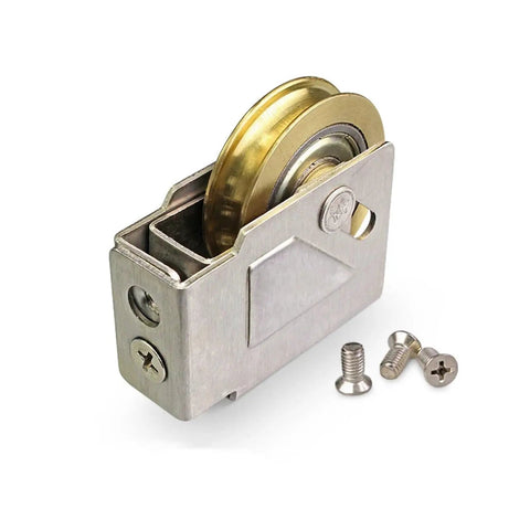 Slick Heavy Duty Sliding Door Rollers With Double Wheel Assembly And Muted Brass Wheels Aluminum Alloy Pulleys with screws