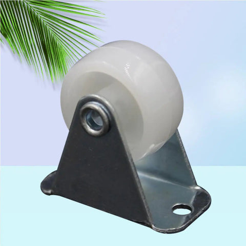 White Plate Caster Wheels PP Nylon 12 Pcs Inch for Furniture close-up view of durable nylon wheel on metal plate.