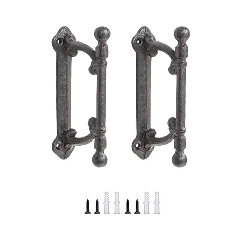 Cast Iron Barn Door Handle 2 Pack Rustic Vintage Style Gate Fence Outdoor Garage Closet Drawer Cabinet Pulls