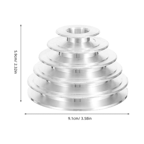 Rock Solid Five Step Drill Press Pulley Wheel With Precision Machined Bore Shaft, 9.1cm wide, aluminum, used in woodworking.