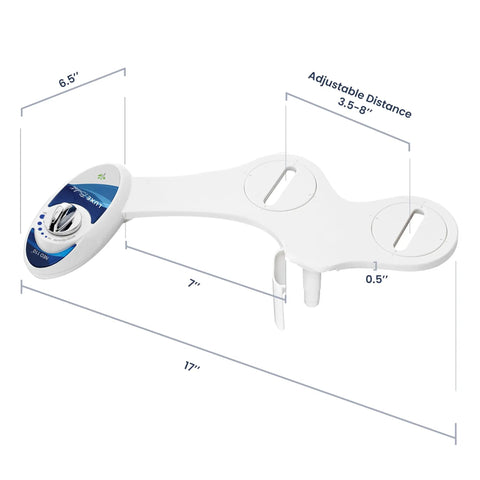Non Electric Bidet Attachment For Toilet Seat With Adjustable Water Pressure And Rear Wash Single Nozzle No Fuss Install Blue Finish High Quality Valve System dimensions and adjustable fittings