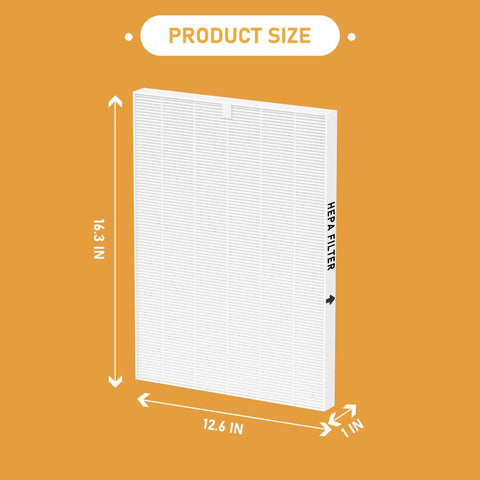 Diagram showing dimensions of True HEPA Replacement Filter H 116130 for 5500-2 Air Purifier AM80, 16.3 x 12.6 x 1 inches.