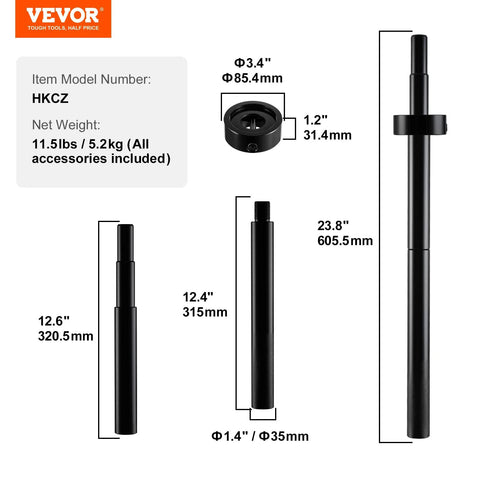 Front view of VEVOR gimbal bearing alignment and install kit; black metal rods and bearing alignment tool