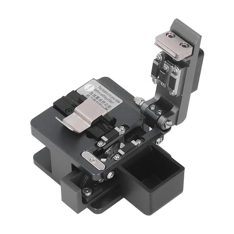 Pro High Precision Optical Fiber Cleaver With Tungsten Steel Blade And 3 In 1 Clamp, showing the durable cleaver design for precise cuts.