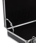 Hella Sturdy Aluminum Alloy Tool Storage Case With Reinforced Carry Handle And Lockable Portable Gear Box Organizer For Auto Mechanics And Hardcore Diy Crews, opened view showing black interior.