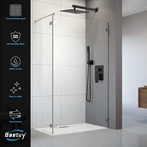 Straight Up Tough Matte Black Shower Faucet Set Featuring A 10 Inch High Pressure Rain Shower Head And Solid Brass Pressure Balance Valve For Hella Smooth Daily Showers
