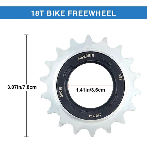 18T bike freewheel with dimensions for Single Speed Bike Freewheel 18 Teeth For Half Inch By One Eighth Inch Chain Durable Iron Flywheel Replacement Lightweight 170g Smooth Pedaling And Fast Cadence For Fixie And One Speed Cruisers