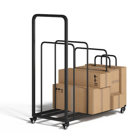 Built-Tough Cardboard Box Organizer On Wheels With Adjustable Storage Rack Metal Cart Stand With Handle for home and warehouse use