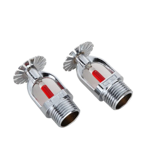 Top Shelf 6 Pack Fire Sprinkler Heads Half Inch Thread 155F Quick Response Pendent Style polished chrome body with red glass.