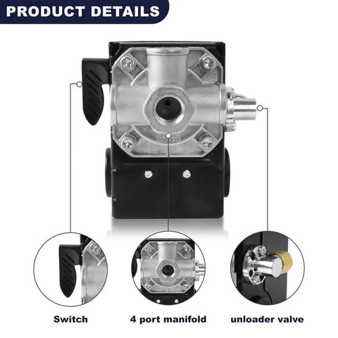 Two Stage Air Compressor Pressure Switch For 2340 2475 2545 And 7100 Series With Unloader And On Off Control Replaces 23474570
