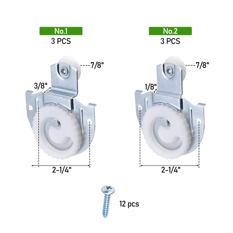 Six Piece Sliding Closet Door Roller Set With Upgraded Bearing Top Rollers Adjustable Screws And Hooks Complete Hardware Replacement