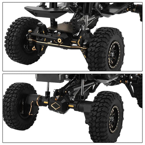 Brass Portal Axles Front And Rear Set For 1 By 18 RC Crawler with heavy-duty upgrade and full brass housings, rear view details.