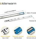 Illustration of 22 Inch Soft Close Drawer Slides with dimensions and features like hydraulic damper and strong spring for kitchen cabinets.
