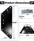 Heavy Duty Precision Workbench Plate Kit dimensions; pre-drilled plate, base modules with mounting hardware shown with measurements.