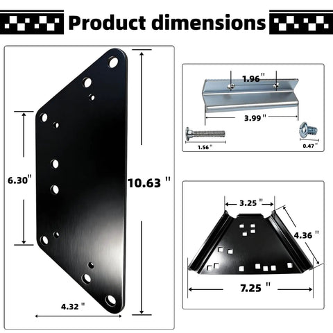 Heavy Duty Precision Workbench Plate Kit dimensions; pre-drilled plate, base modules with mounting hardware shown with measurements.