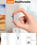 Hand holding 90 Degree Right Angle USB C Adapter, USB C Male To Female, 40Gbps 240W Fast Charging, shown with dimensions.