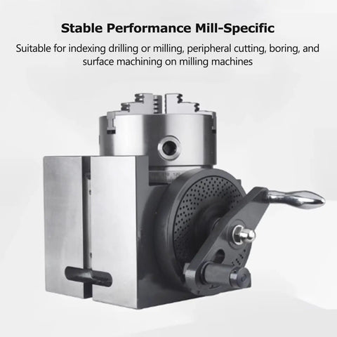 Versatile Milling Machine Indexing Head With Tailstock And Indexing Plate For CNC Milling, shown at an angle