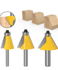 Grab These Awesome Chamfer Router Bits With 15, 22.5 And 30 Degree Angles For Perfectly Beveled Wood Edges. Three yellow router bits with bearings.