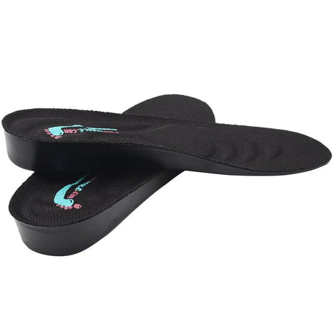 1 Inch Height Lift Insoles For Shoes Discreet PU Cushioned Insole Inserts in black, side view showing texture and contour.