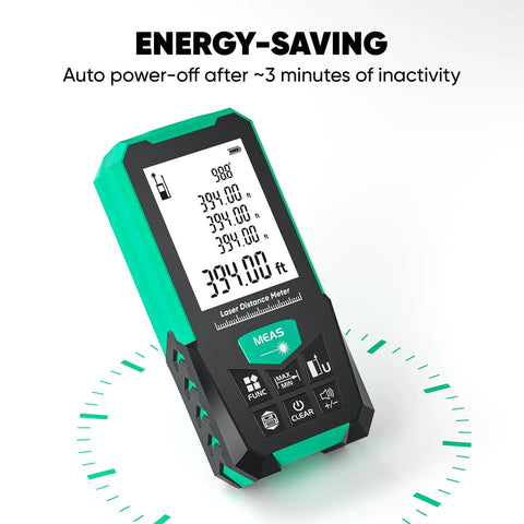 Heavy Duty Green Beam Laser Tape Measure 394 Ft Range With Built In Digital Level Dead On Accuracy For Hassle Free Distance Area And Volume Tracking Outdoor Home Jobs With Battery Included