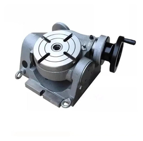 Top Shelf High Precision Motorized Rotary Indexing Table With Tilting Worktable And Worm Gears Built Different For Milling Machines, gray metal design.