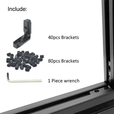 Complete Black 2020 Aluminum Extrusion Corner Brackets Full M5 Fastener Kit T Nuts Screws And Heavy Duty Wrench components set