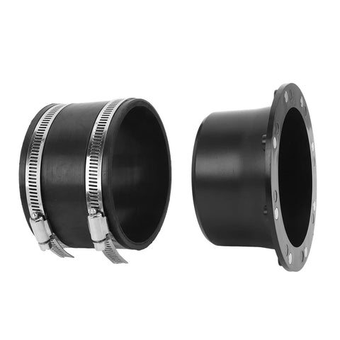 Xiuganpo 4 Inch Magnetic Dust Connector With Cuff For Shop Vac System Quick Connect Hose Fitting showcasing black rubber hoses with metal clamps.