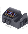 2-In-1 Soldering And Hot Air Rework Station With Dual LCD Displays, view of the control unit with measurement dimensions