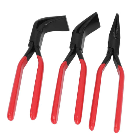 Three Piece Metal Bending Pliers Set With Straight 45 Degree And 90 Degree Jaws For Clean Sheet Metal Edges Handy Seamers