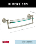 18-Inch Glass Shelf With Towel Bar In Brilliance Stainless Finish, Wall Mounted Bathroom Organizer, side view dimensions