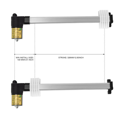 Power Recliner Lift Chair Motor Replacement DL DT1006A 054 01 With 326mm Stroke 800N Max Load actuator with dimensions shown
