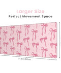 Large Pink Bow Desk Mat for Women 31.5 Inch Non Slip Keyboard And Mouse Pad With Stitched Edge, pink bow pattern