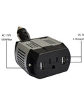 Road Ready 100 Watt Modified Sine Wave Power Inverter With 300 Watt Surge And Dual Usb Ports close-up image showing dual USB ports and cigarette lighter connection.