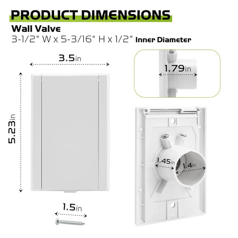 Front view of white central vacuum inlet valve cover for Nutone systems, wall plate; 2-pack.