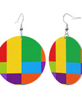 Chic Colorful Grid Print Dangle Earrings For Women Totally Lightweight Silver Plated Ear Hooks Hella Safe For Sensitive Ears Soft PVC Leather Style For Daily Wear Or Night Out.