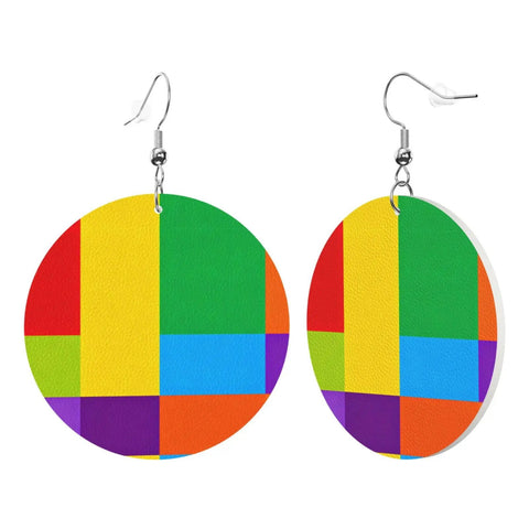Chic Colorful Grid Print Dangle Earrings For Women Totally Lightweight Silver Plated Ear Hooks Hella Safe For Sensitive Ears Soft PVC Leather Style For Daily Wear Or Night Out.