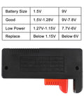 2 Pack BT 168 Universal Battery Tester For Household Batteries Quick And Easy Checker For AAA AA C D 9V And 1.5V Button Cells With Analog Display Readout, black plastic