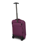Back view of Moody Burgundy 2 Wheel Carry On Luggage With Oversized Wheels And Trolley Handle Lightweight Rolling Suitcase