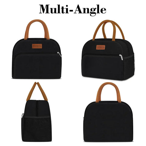 Multi-angle view of Insulated Lunch Bag For Work Travel And School Leakproof 10L Tote Reusable Stylish Oxford Fabric Lunch Box
