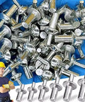 Close-up of 30 Pieces Aluminum Alloy Expansion Rivets Hammer Drive Expansion Rivet Knock Type Stainless Steel Rod Screws 5x11mm