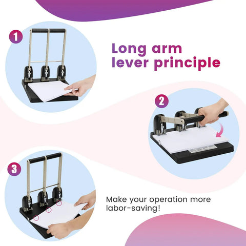 Heavy Duty Three Hole Punch With Labor Saving Handle Punches Up To 150 Sheets In A Single Pass For Schools Print Shops And Corporations