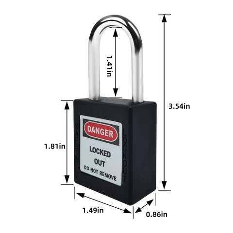 Solid As A Rock Five Piece Keyed Different Lockout Tagout Safety Padlock Set Black OSHA Approved Pads With Heavy Duty Stainless Shackle For Hard Hat Work Sites And Reliable Gear Lockdown
