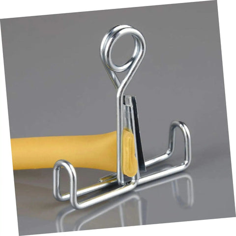 Close-up of a Water Flow Control Shutoff Clamp and Tubing Clip with flat jaw, rust-resistant galvanized metal for DIY repairs.