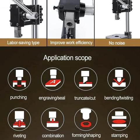 Diagrams showing application scope of Beefy Leather Hole Puncher For DIY Leather Crafting Arbor Press Hand Punch Tool with benefits.