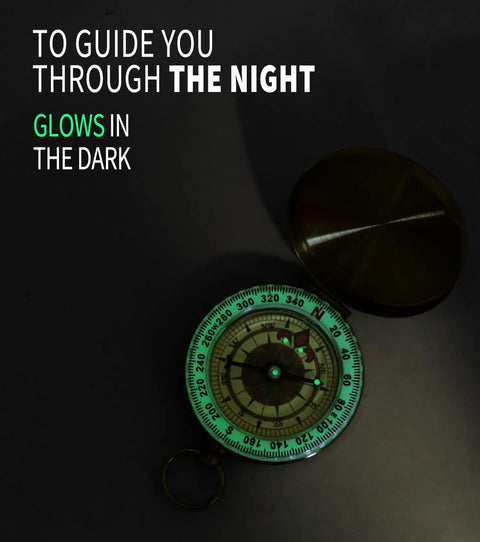 Waterproof Brass Compass For Hiking And Survival With Large Dial And Glow In The Dark Markings