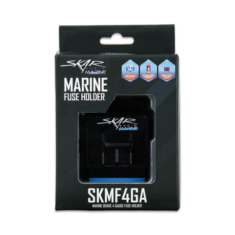 Heavy Duty Four Gauge Awg Marine Grade Inline Mini Anl Fuse Holder Featuring IP65 Sealed Waterproof Housing And Three Badass 80 100 150 Amp Fuses For Your Daily Driver Ride in packaging.