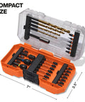 32 Piece Drill And Driver Bit Set With Titanium Coated Drill Bits And Impact Rated Driver Bits Quick Connect Shanks in MODbox Case